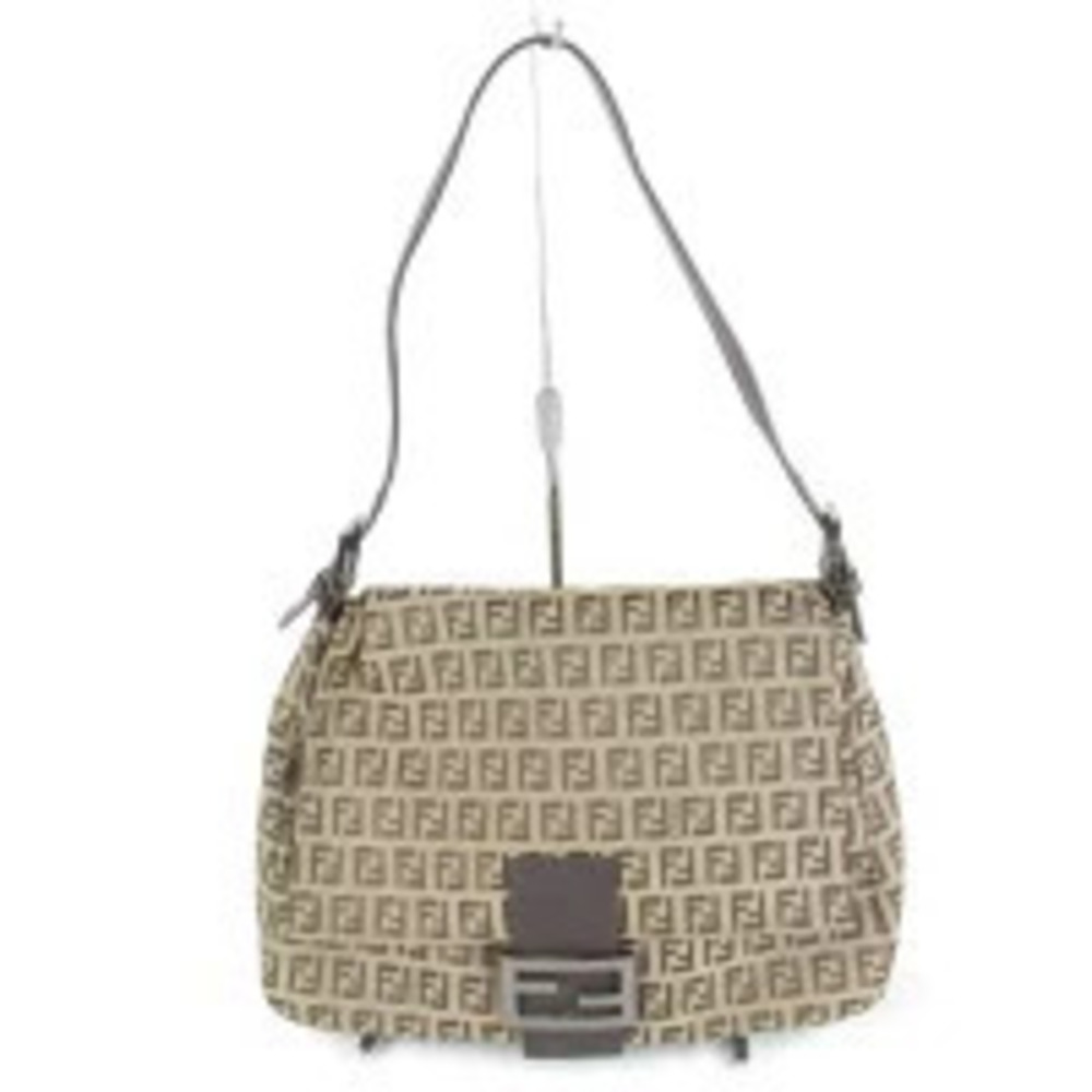 Fendi Zucchino Mamma Bucket Shoulder Bag Canvas Beige
